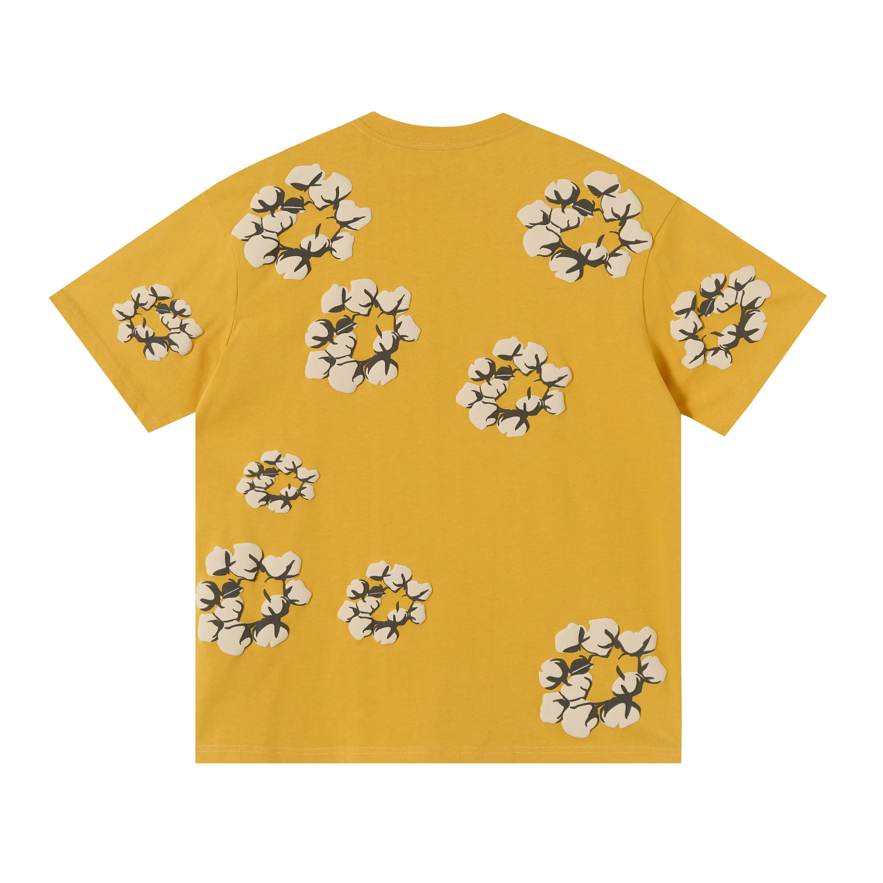 8201# 8 color set DENIM TEARS Kapok European and American fashion brand high quality foam flocking printed short sleeves Color Black Yellow Green Yellow Gray Royal Blue Pink Peacock Blue Size S-XL